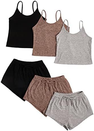 Rib Knitted Crop-top Spaghetti-strap Lace-up Shorts Suit