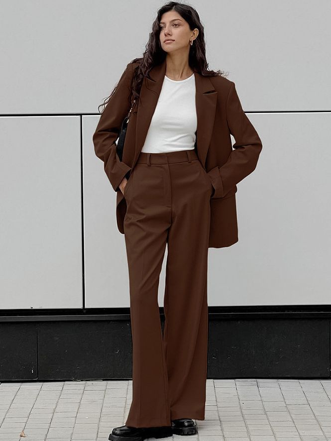 Vintage Blazer + Wide-leg Pants Two-piece Set