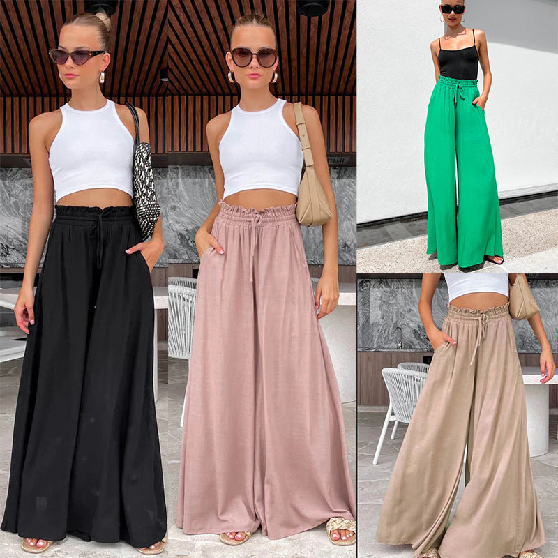 Elastic Waist Wide-leg Pants