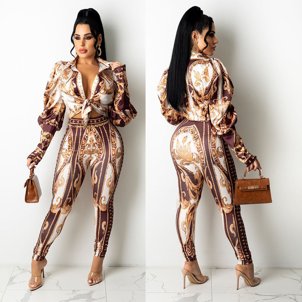 Regal Long-sleeve Two-piece Set