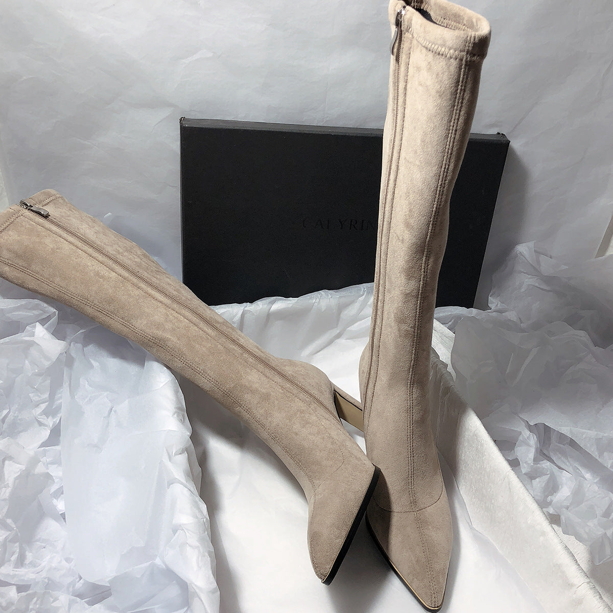 Women's High Heel Stretch Below The Knee Boots