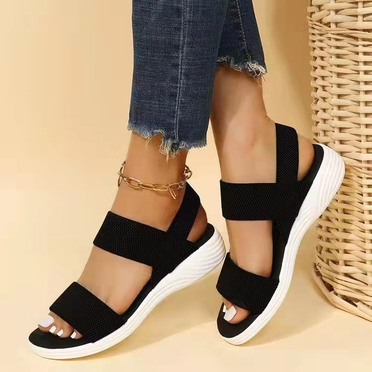 Microfiber Straps Flat Sandals