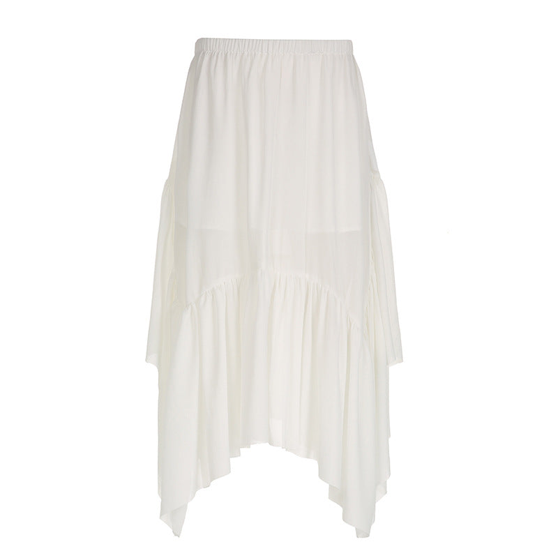 White Irregular Long Skirt