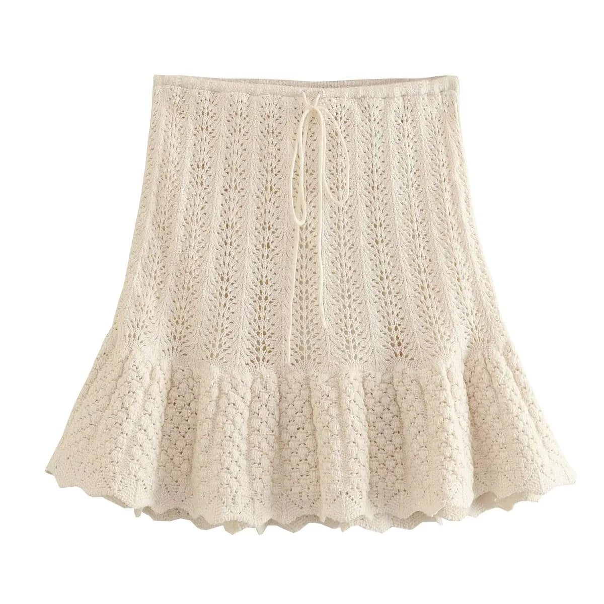 Knitted Top Drawstring Knitted Skirt Suit