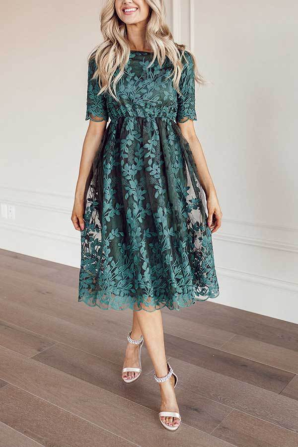 Dorothy Lace Embroidered Short Sleeve Dress