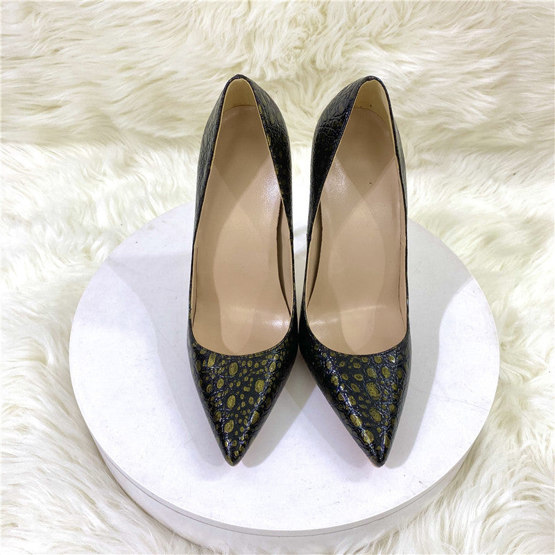 Vintage Snakeskin Pattern High Heels