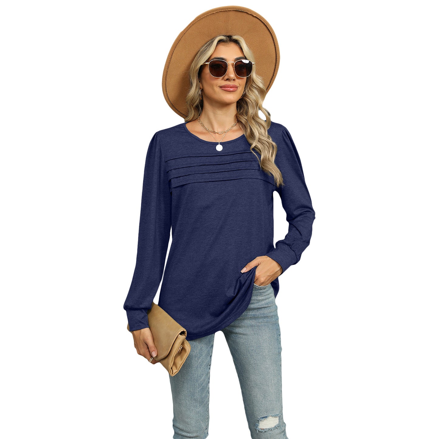 Solid Color U-neck Top