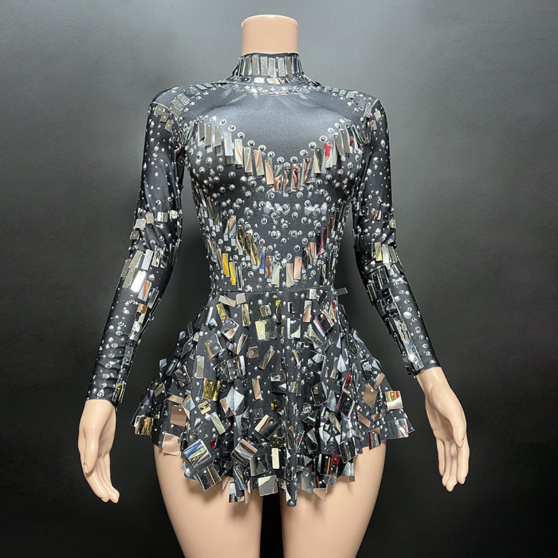 Shiny Sequined Diamond Mini Dress