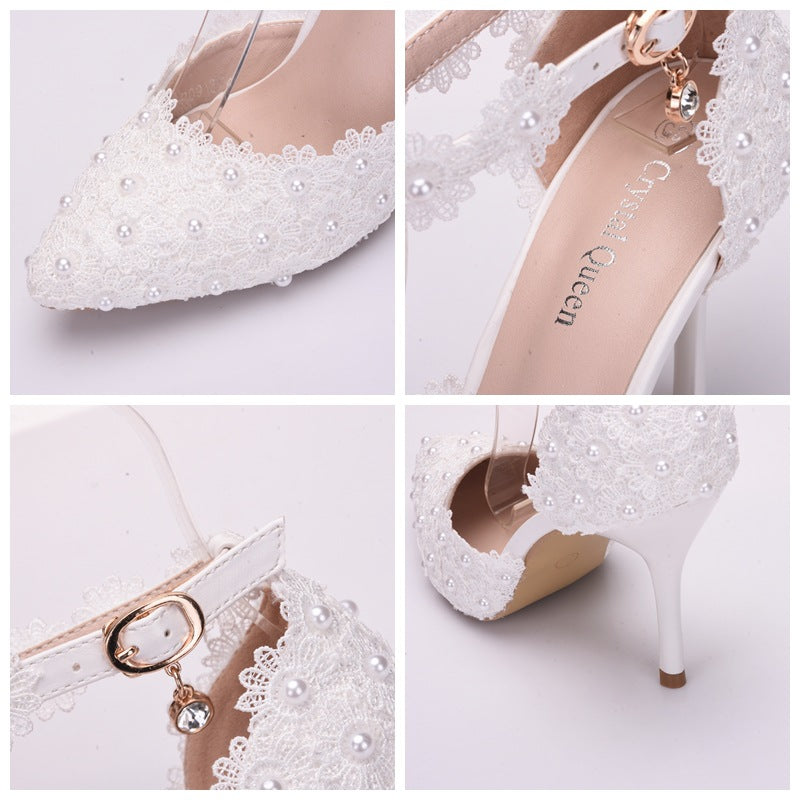 White Lace Flower Tassel Shoes