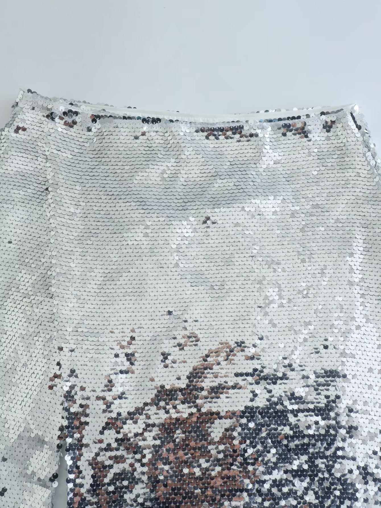 Silver Sequined Split Skirt