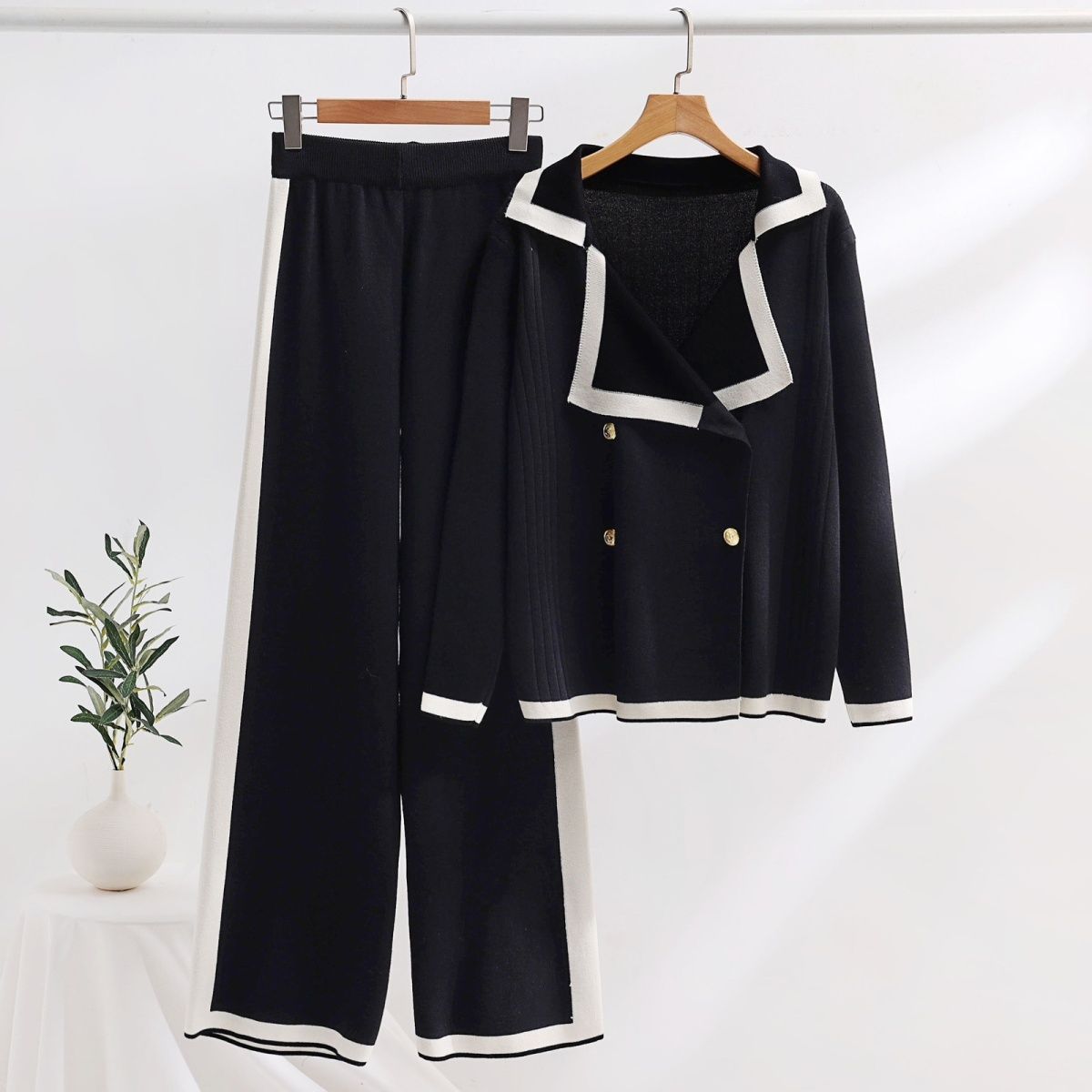 Knitted Wide-leg Pants Two-piece Set