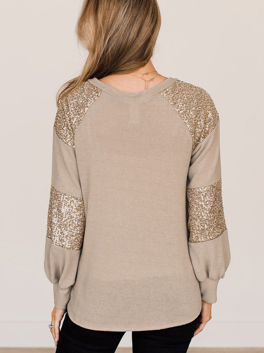 Polyester And Sequin Long Sleeve Top