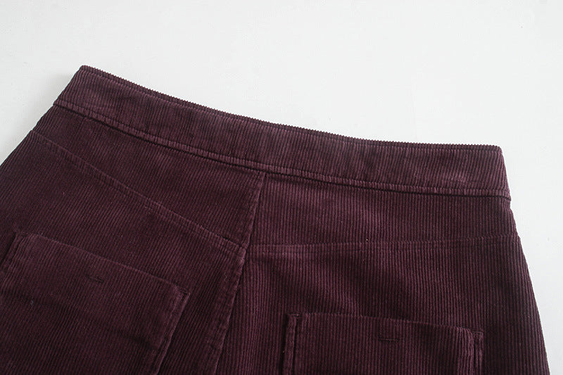 Side pocket corduroy Mini Skirt