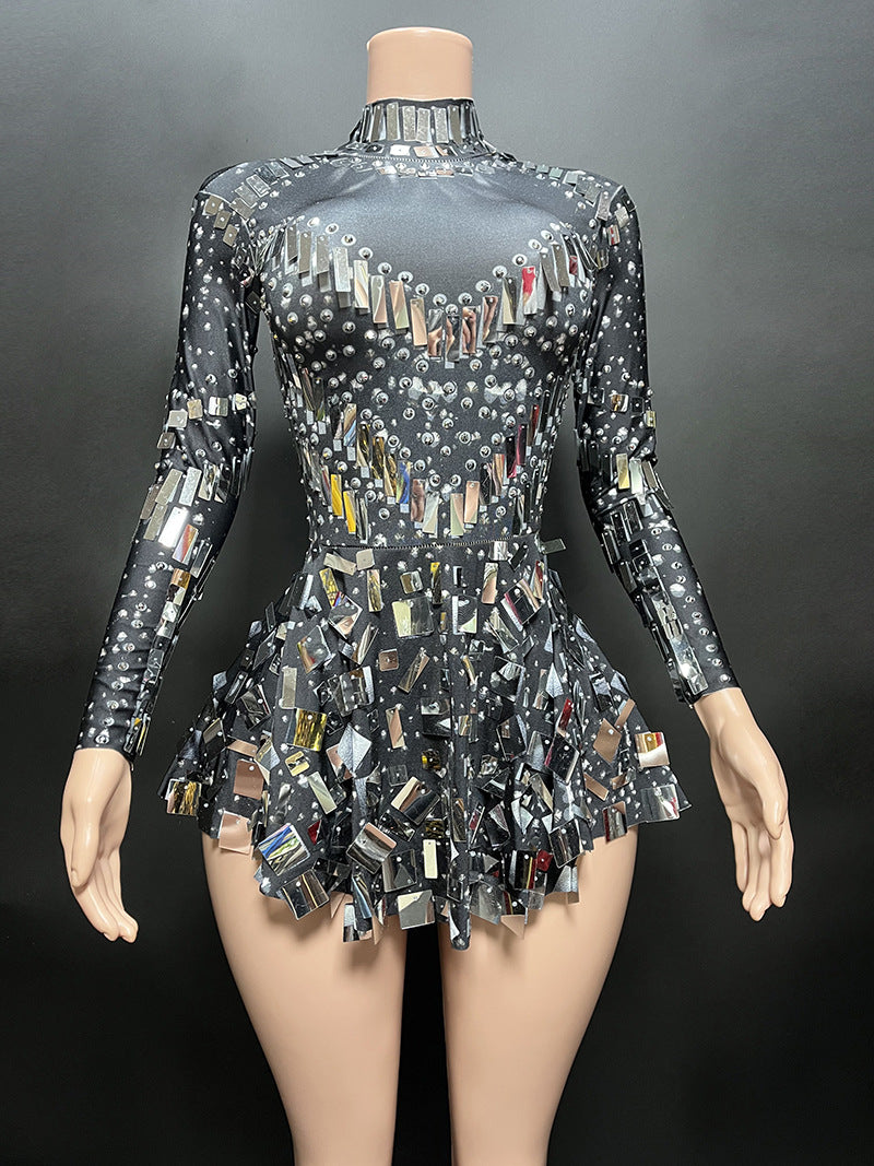 Shiny Sequined Diamond Mini Dress