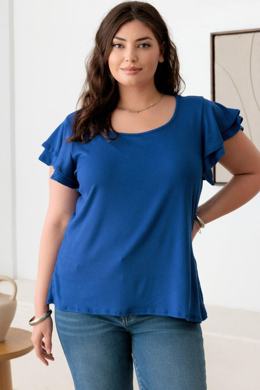 Gilli Plus Size Short Fluttery Sleeve Top