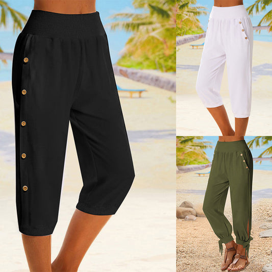 Elastic Waist Cropped Pants