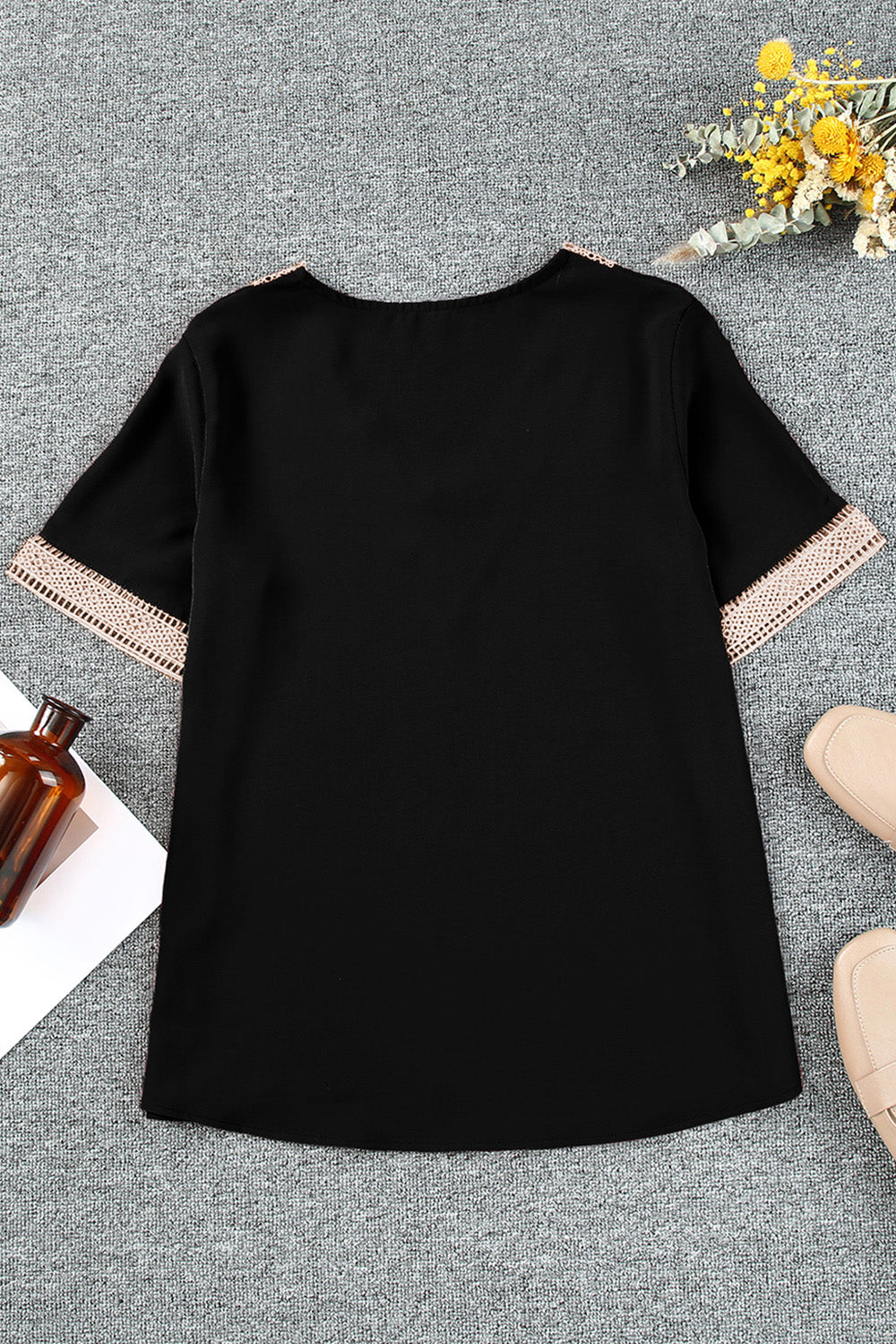 V-Neck Short Sleeve Plus Blouse