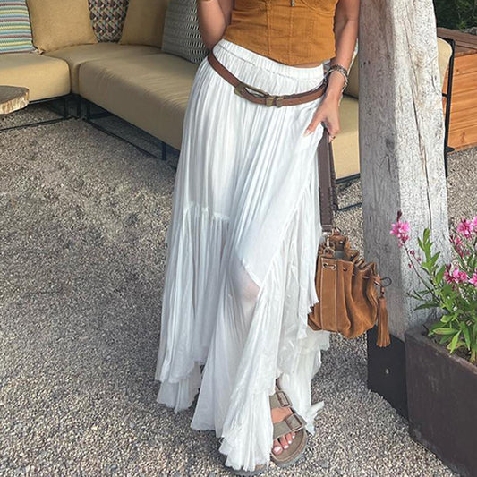 White Irregular Long Skirt