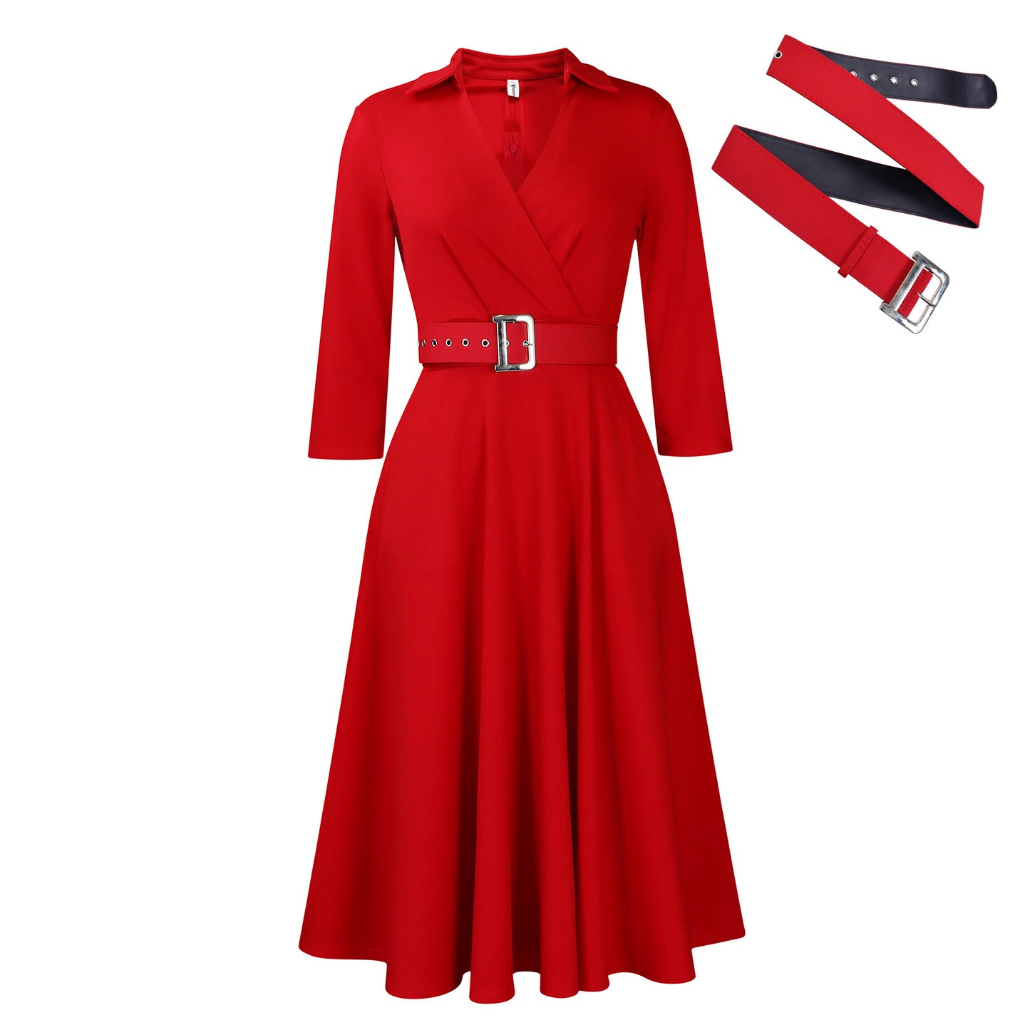 Quarter Sleeve Plus Dress + Belt