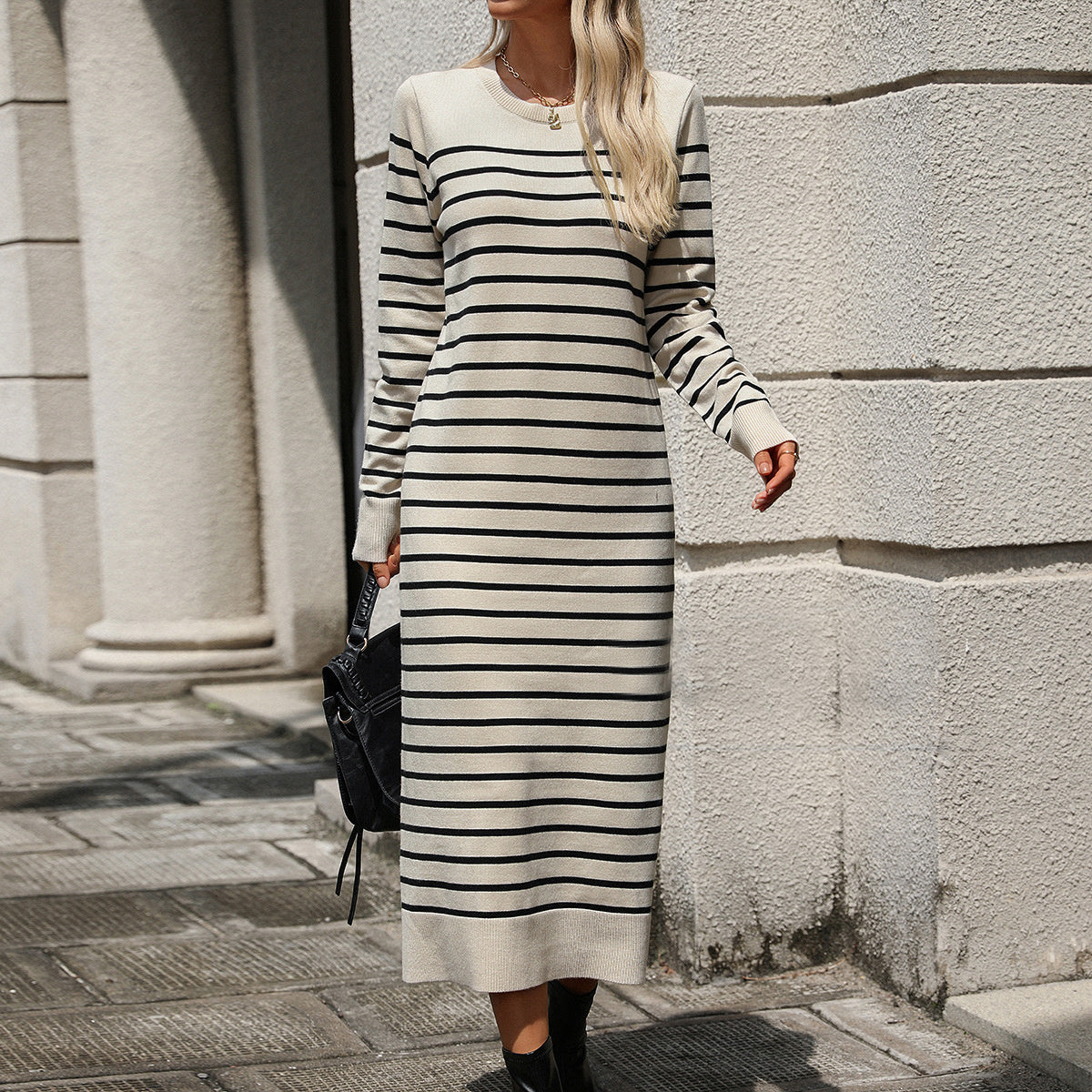 Striped Printed Long Dress