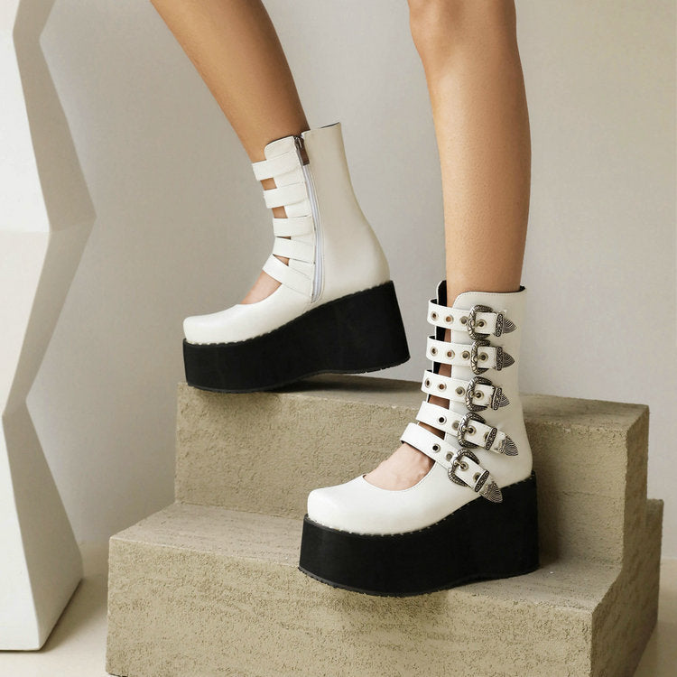 Punk Rivet Thick Bottom Platforms