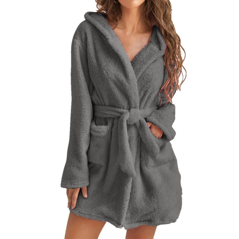 Plush Solid Color Bathrobe