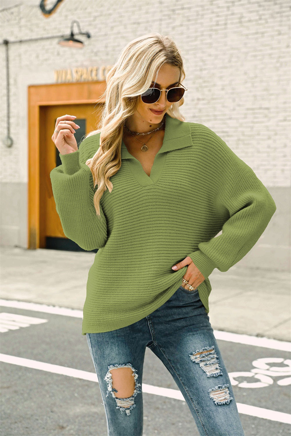 Collard Pullover Sweater