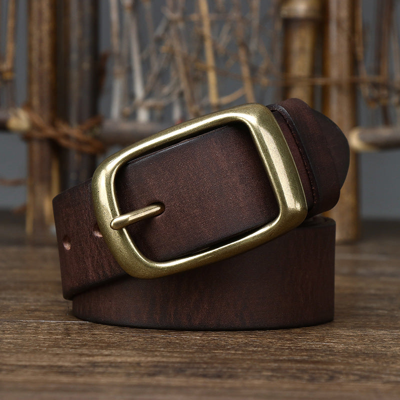 First Layer Pure Cattlehide Pin Buckle Belt