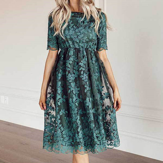 Dorothy Lace Embroidered Short Sleeve Dress