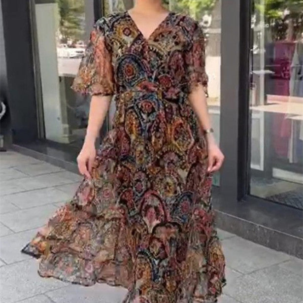 Casual Floral Chiffon Dress