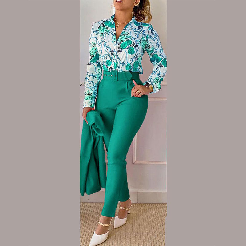 Printed Trousers Long Sleeve Casual Set