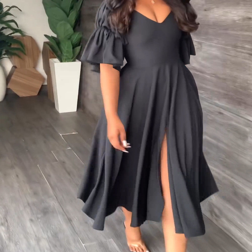 V-neck Ruffle Dress