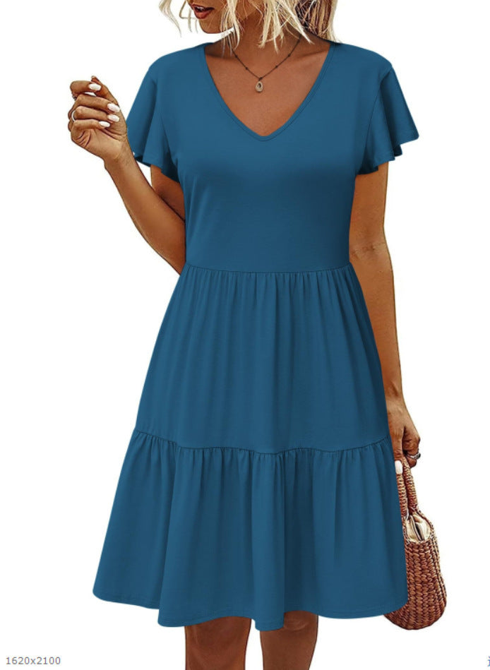 Flying Sleeves Layered Short Sleeve Dress