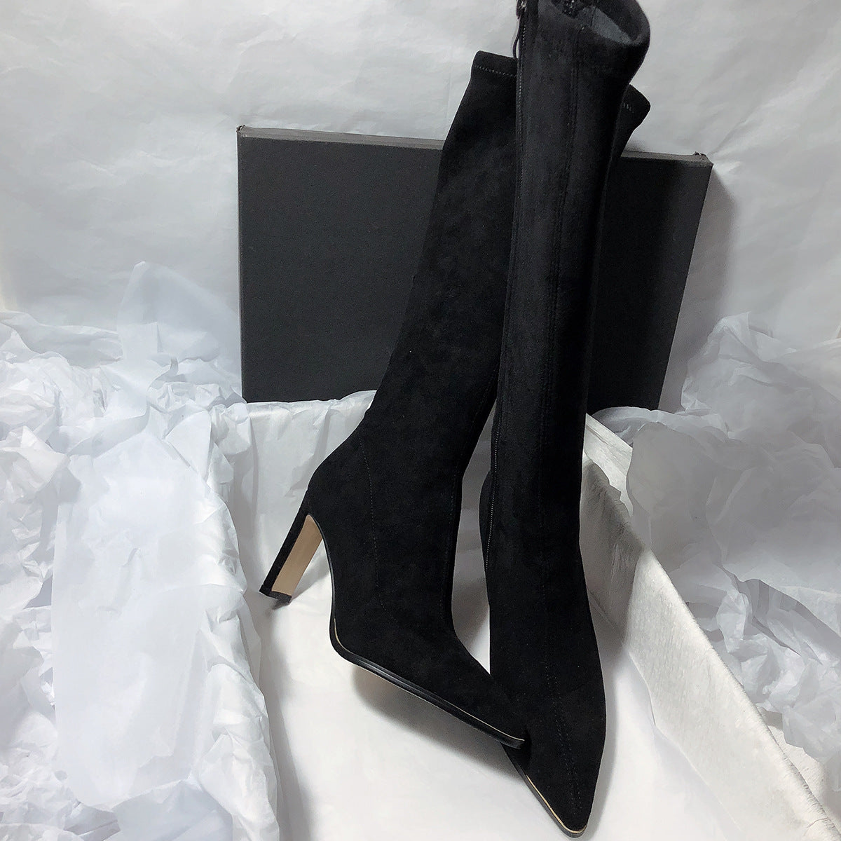 Women's High Heel Stretch Below The Knee Boots