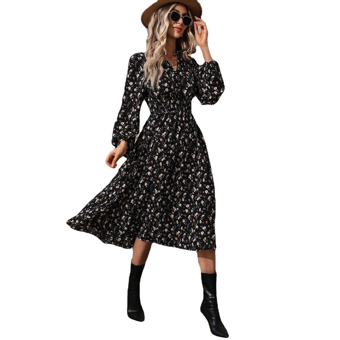 Polka-dot Long sleeve Dress