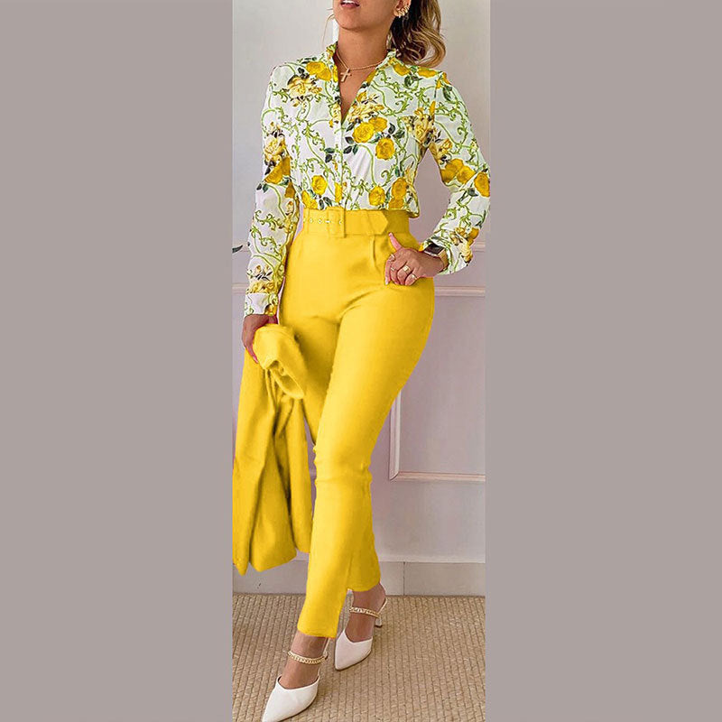 Printed Trousers Long Sleeve Casual Set