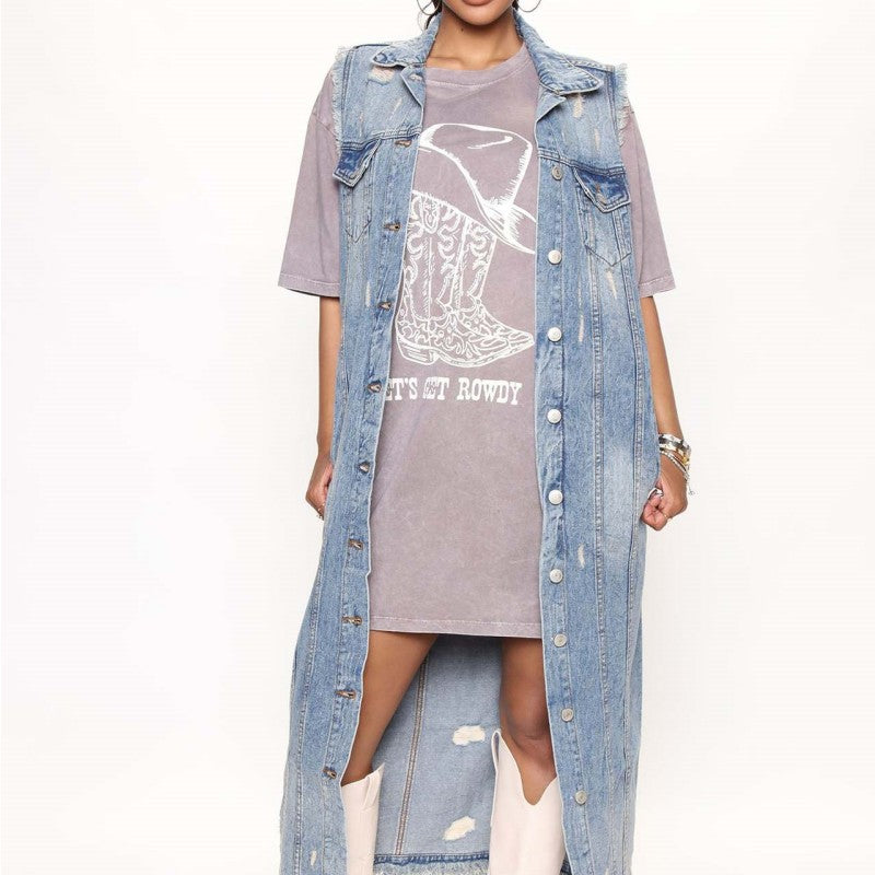 Sleeveless Denim Coat