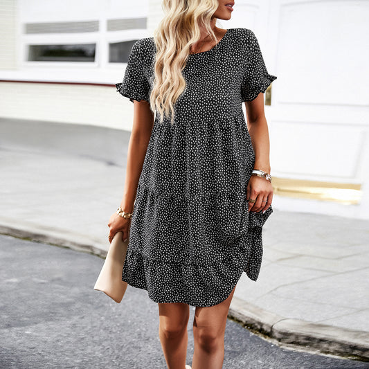 Short Sleeve Printed Dress