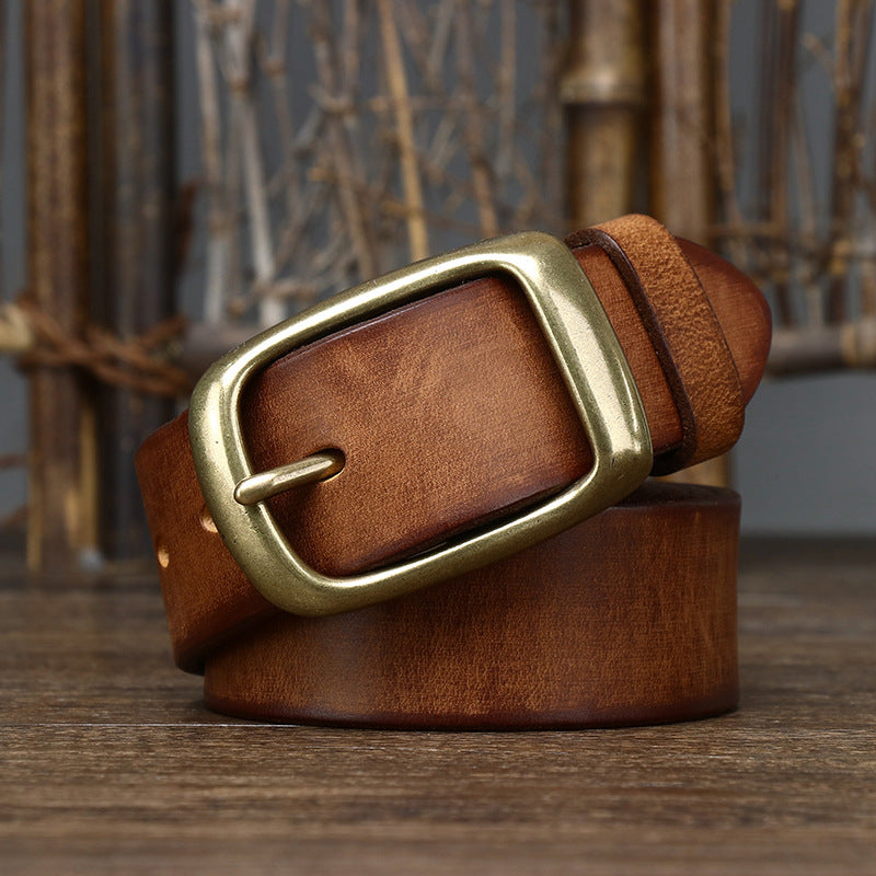 First Layer Pure Cattlehide Pin Buckle Belt