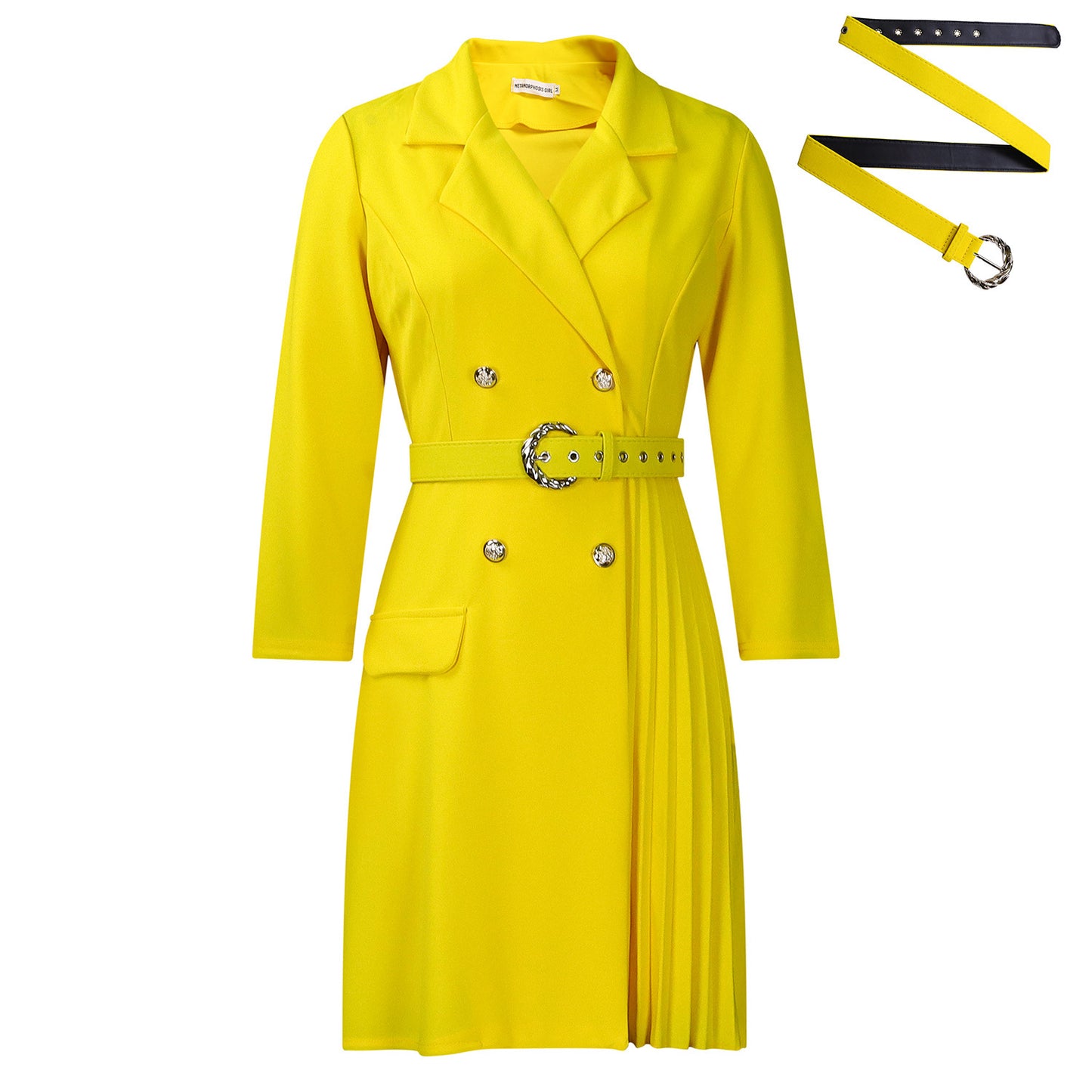 Pleated Stitching Mid-length Suit Dress