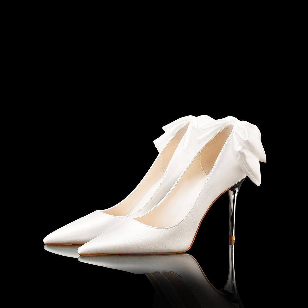 Pointed Toe Stiletto Bow Heels