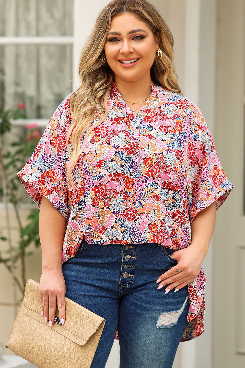 Floral & Leopard Print Plus Top