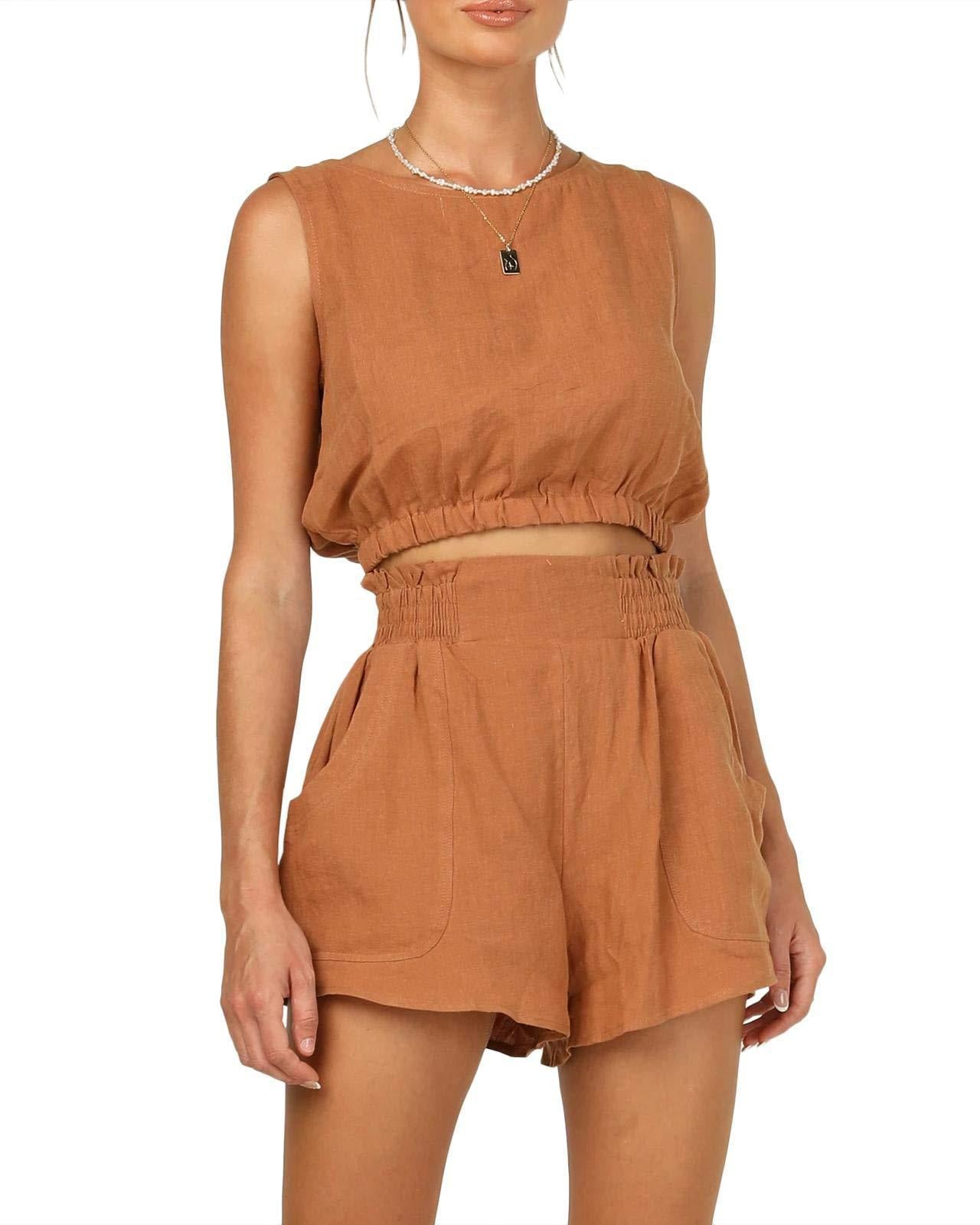 Sleeveless Short Top Shorts Suit