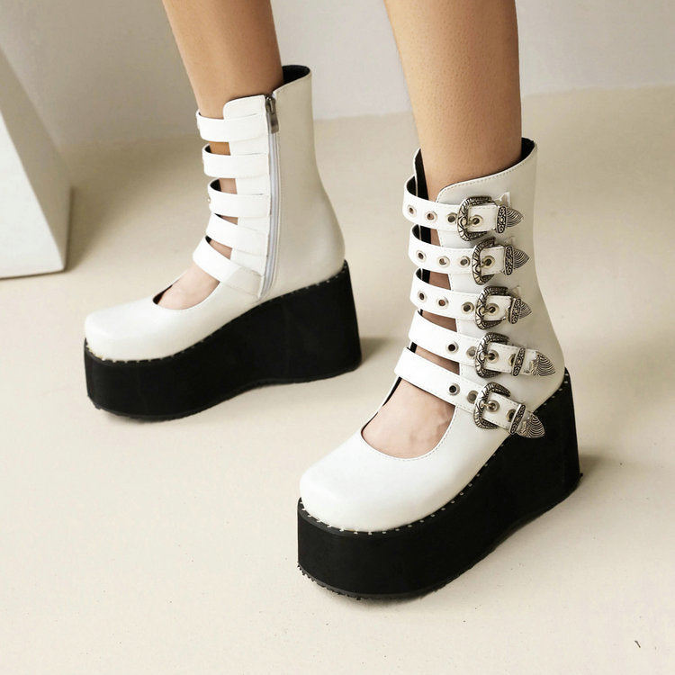 Punk Rivet Thick Bottom Platforms