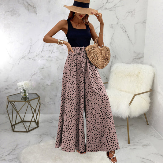 Polka-dot Cinched Slimming Trousers