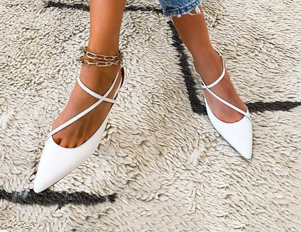 Flat Pointed Toe Buckle Side Empty Sandals