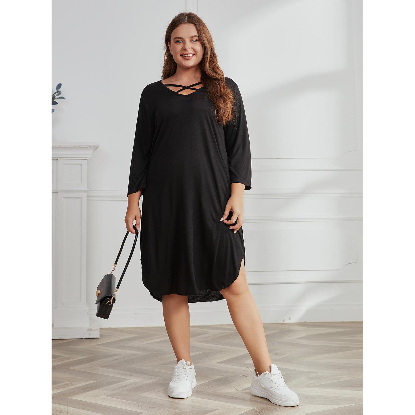 Long Sleeve Plus Size Dress Women