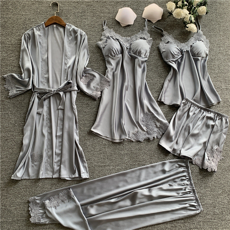 Silk Pajamas Five-piece Set