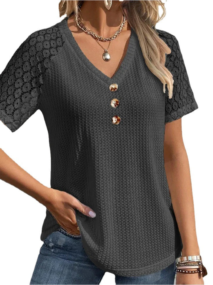 Waffle Casual V-neck