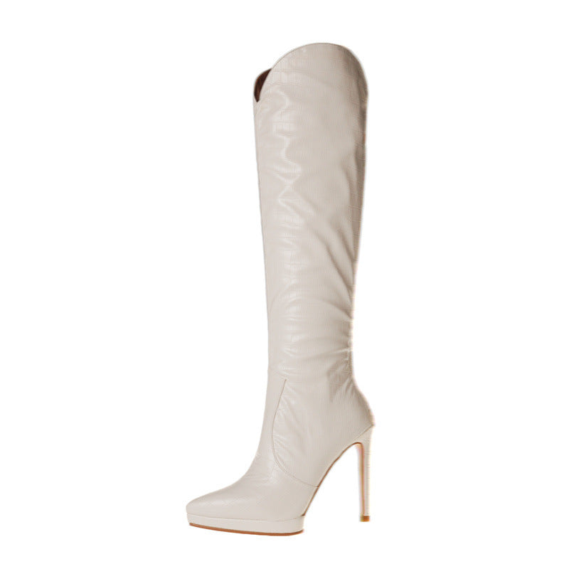 Pointed-toe Stiletto High Leg Boot